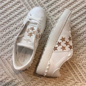 Valentino Garavani White Sneakers with Gold Stars